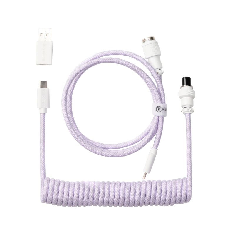 CAB-17_wr_02 Keychron Coiled Aviator Cable - Light Purple/Straight - Image 2