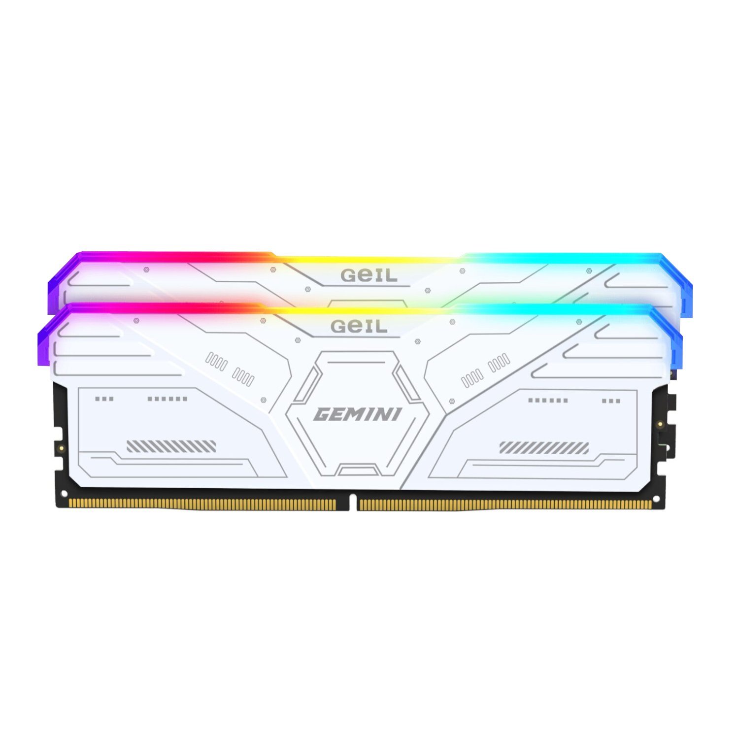 GAMSW532GB6000C36CDC_GeIL-Gemini-RGB-32GB-DDR5-6000MHz-Desktop-Gaming-Memory-Kit-2-x-16GB-–-White_wr_01 GeIL Gemini RGB 32GB DDR5 6000MHz Desktop Gaming Memory Kit (2 x 16GB) – White - Image 1