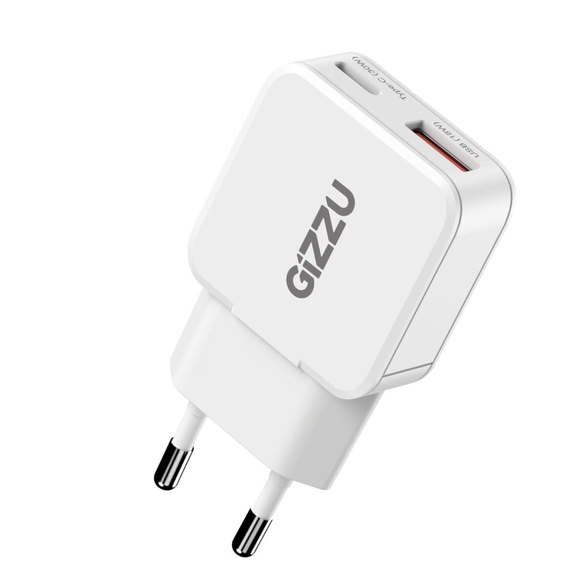 GWCCU30W_Gizzu-2-Port-30W-GaN-Wall-Charger-White_wr_01a Gizzu 2-Port 30W GaN Wall Charger - Image 1