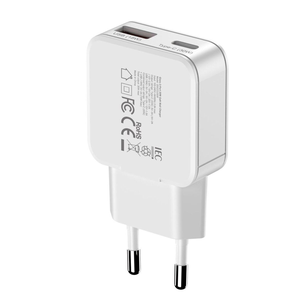 GWCCU30W_Gizzu-2-Port-30W-GaN-Wall-Charger-White_wr_05a Gizzu 2-Port 30W GaN Wall Charger - Image 5