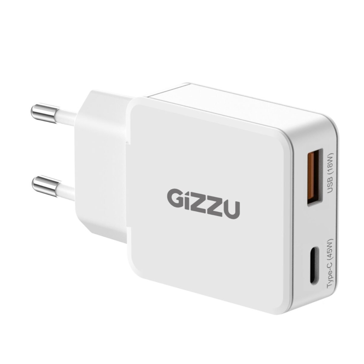 GWCCU45W_Gizzu-2-Port-45W-GaN-Wall-Charger-White_wr_01a Gizzu 2-Port 45W GaN Wall Charger - Image 1