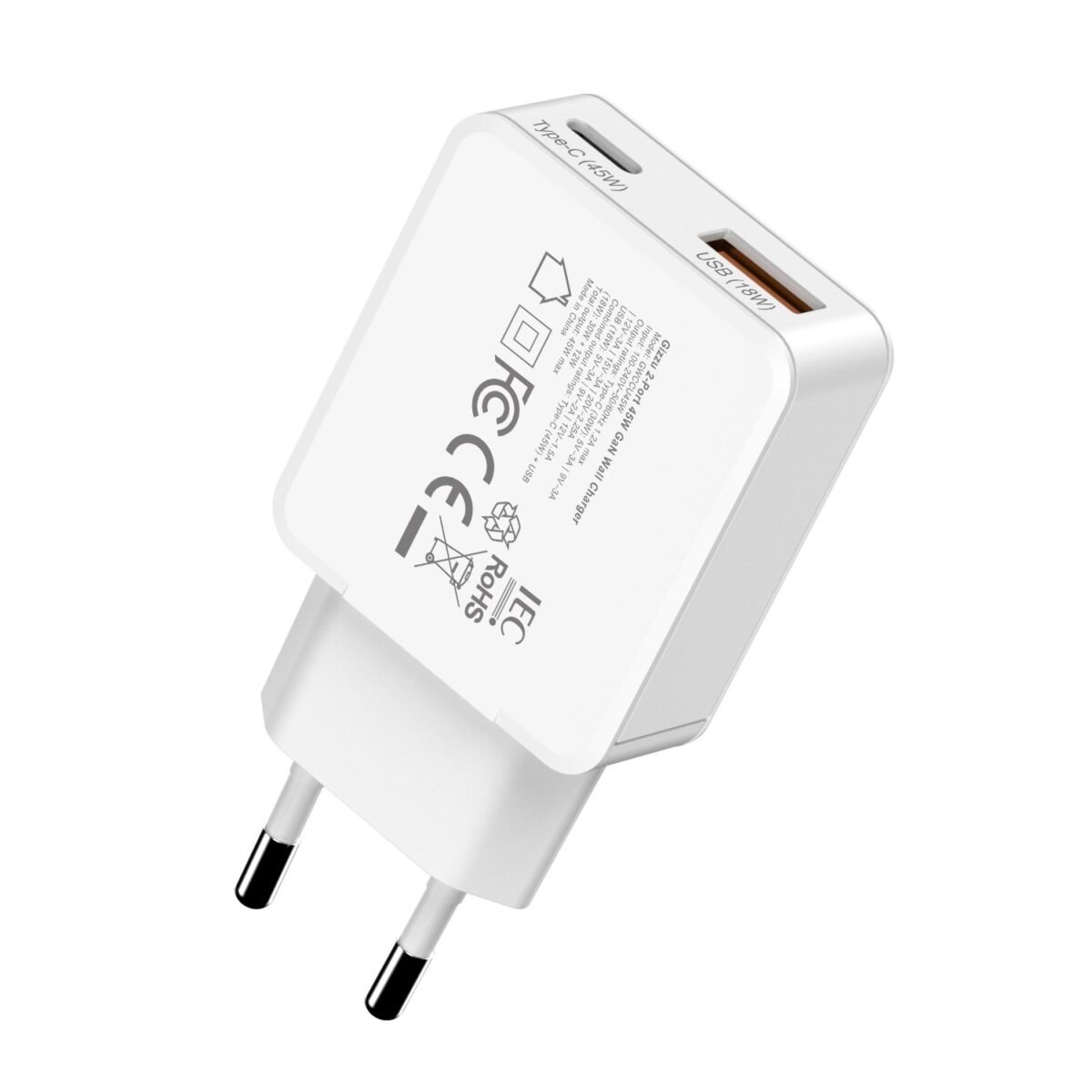 GWCCU45W_Gizzu-2-Port-45W-GaN-Wall-Charger-White_wr_04a Gizzu 2-Port 45W GaN Wall Charger - Image 4