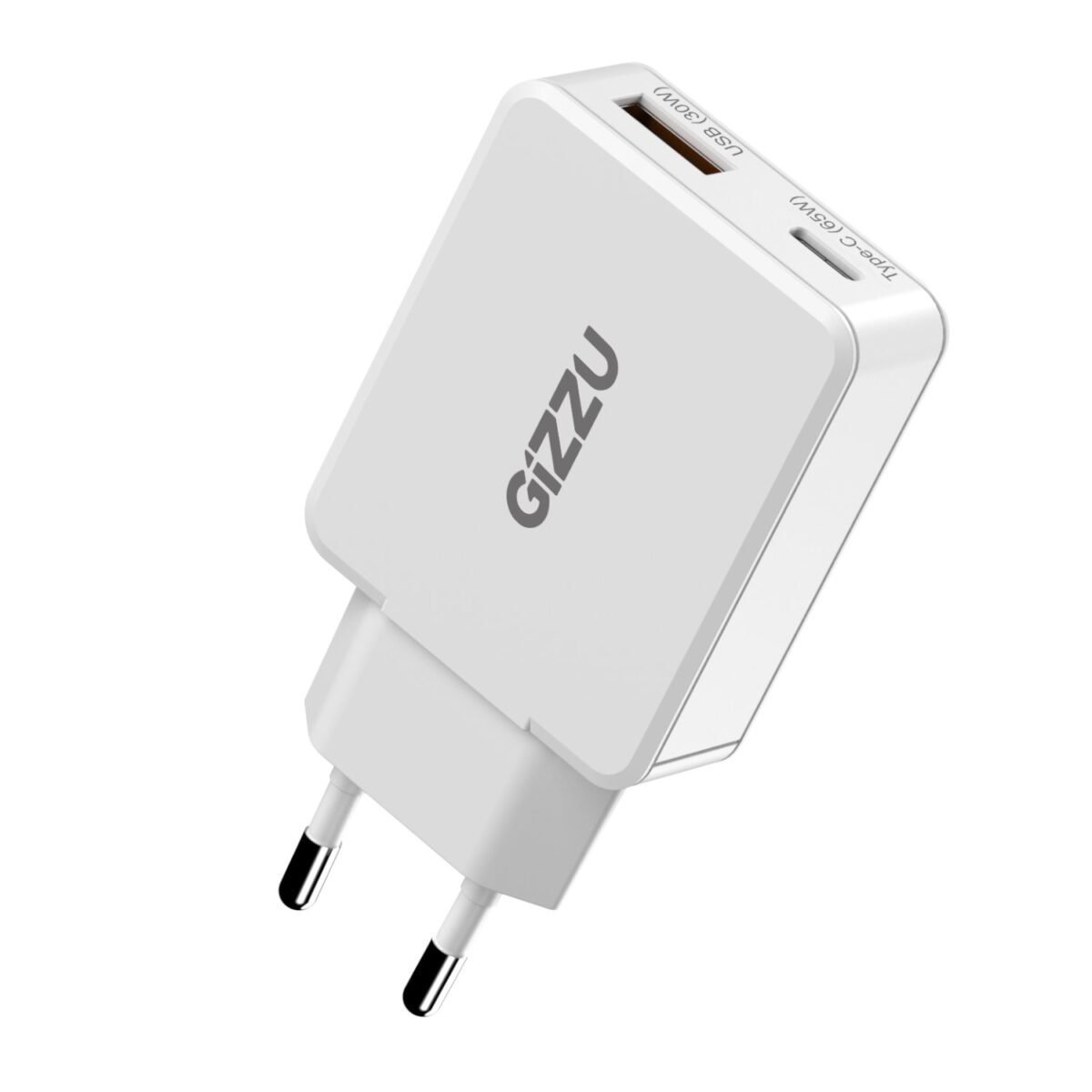 GWCCU65W_Gizzu-2-Port-65W-GaN-Wall-Charger-White_wr_01a Gizzu 2-Port 65W GaN Wall Charger - Image 1