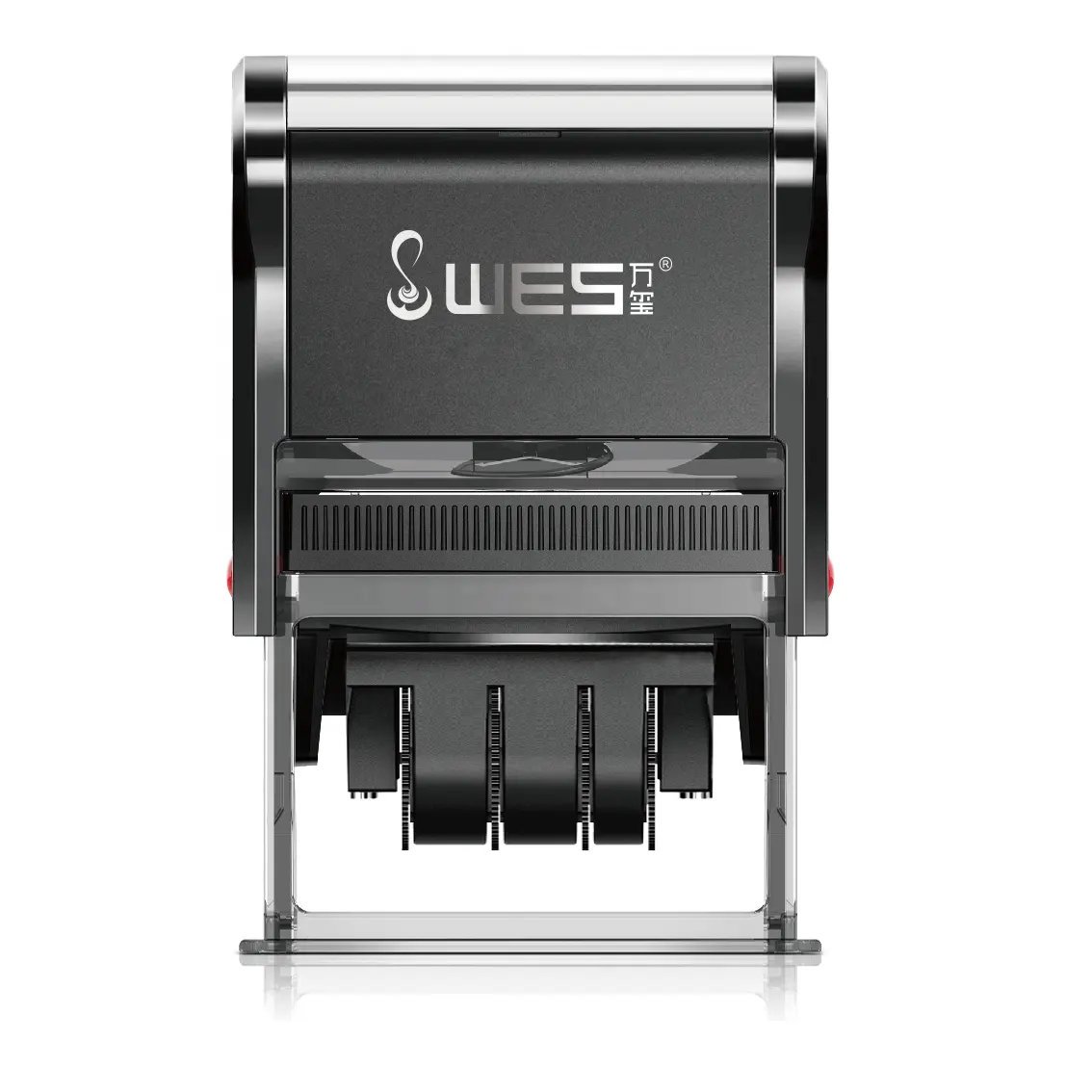 Custom Text + Dater Rubber Stamp – Self-inking - Black/60mm x 40mm - Image 1