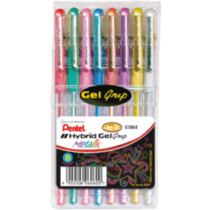Pentel Hybrid Gel Ink Metallic - Wallet of 8