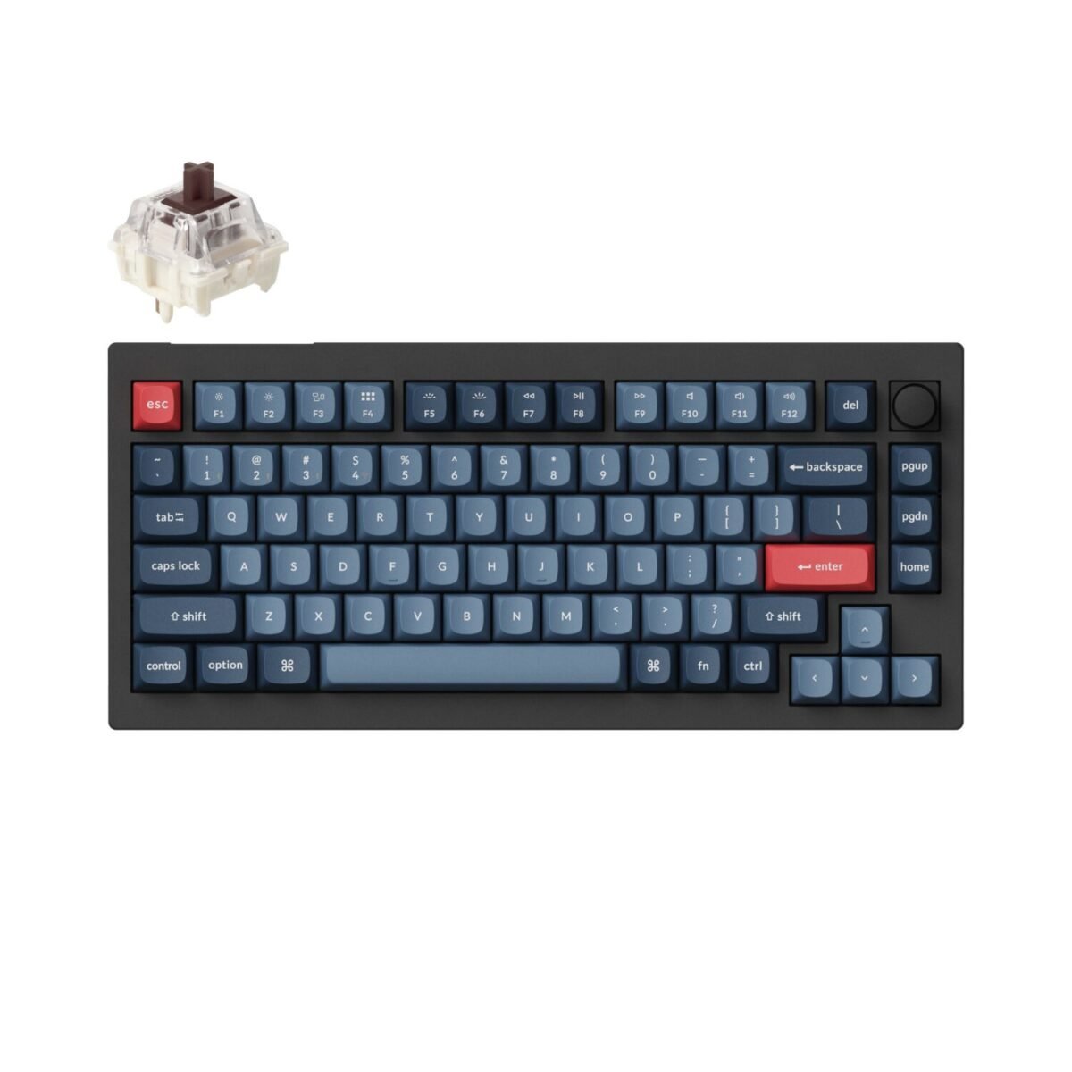 KEYCHRON-V1MAX-75-RED-GATJUP-RGB-WL-KB-wr-01 Keychron V1 Max QMK/VIA Wireless Custom Mechanical Keyboard | BROWN Switches – Black - Image 1