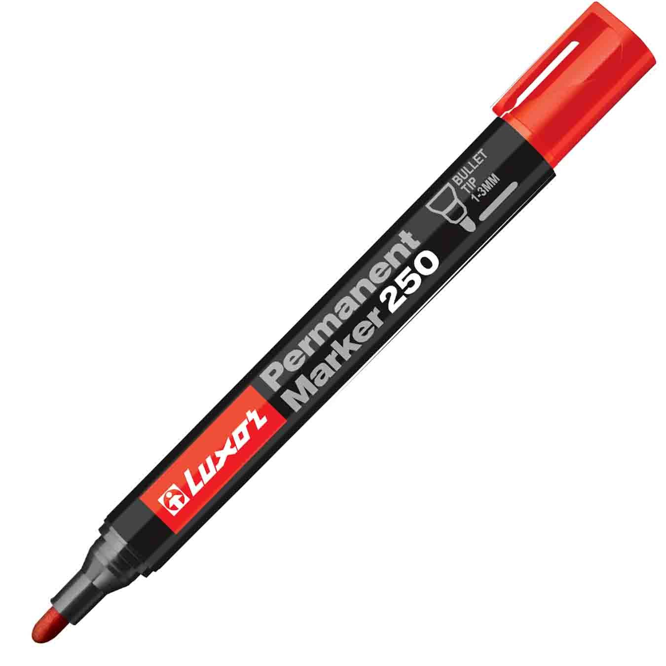 Luxor 250 Red Permanent Marker (Bullet Tip - Box of 10) - Image 1
