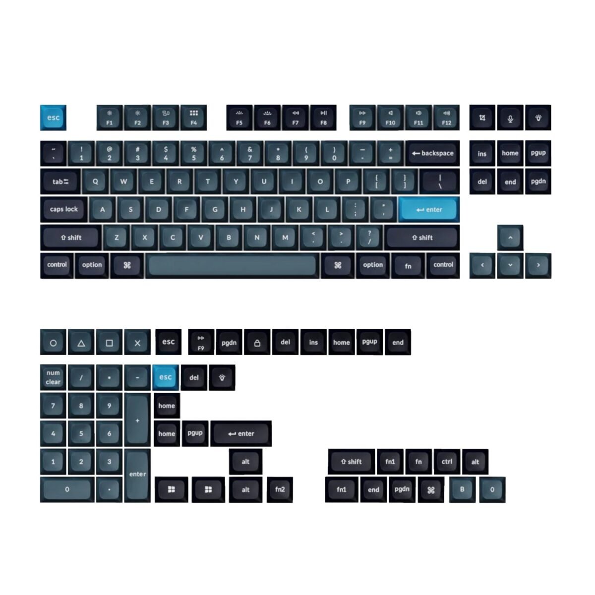 PBT-45_Keychron-Double-Shot-KSA-PBT-Keycap-Set-Dark-Grey-Blue_wr_01b Keychron Double Shot KSA PBT Keycap Set - Dark Grey/Grey/Blue - Image 1