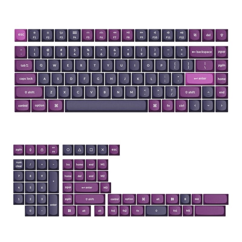 PBT-54_wr_02 Keychron Double Shot OSA PBT Keycap Full Keycap Set - Purple - Image 1
