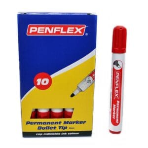 Penflex Red Permanent Marker (Bullet Tip) (Box of 10)
