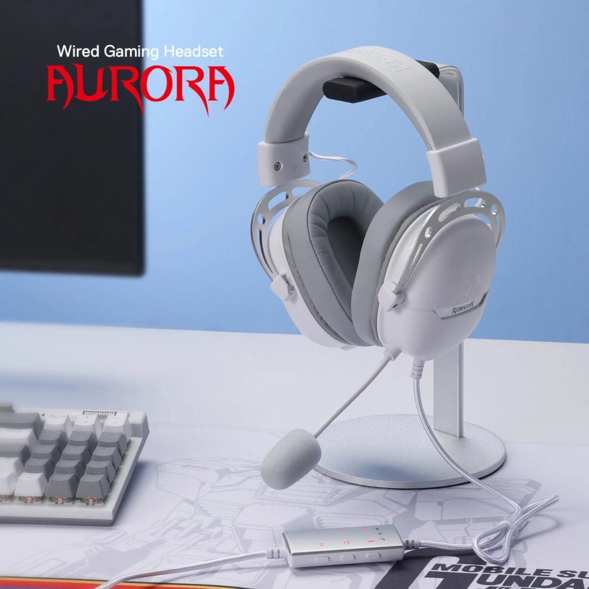 RD-H376WG_REDRAGON-OVER-EAR-AURORA-WH_wr_02 REDRAGON Over-Ear AURORA Gaming Headset - White - Image 2