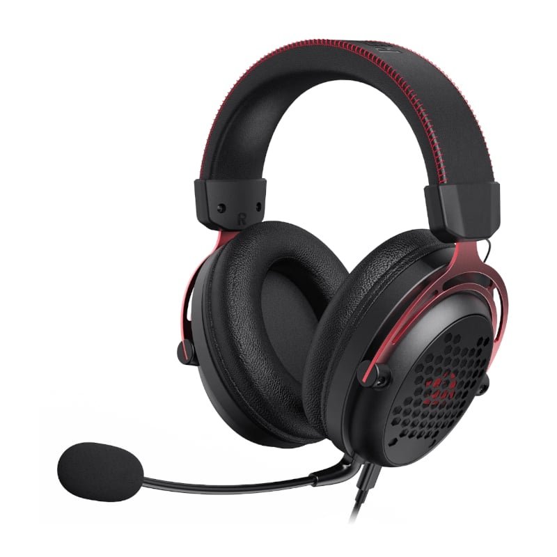 RD-H386_wr_01a REDRAGON Over-Ear DIOMEDES Honeycomb 3.5mm AUX Gaming Headset - Black - Image 1