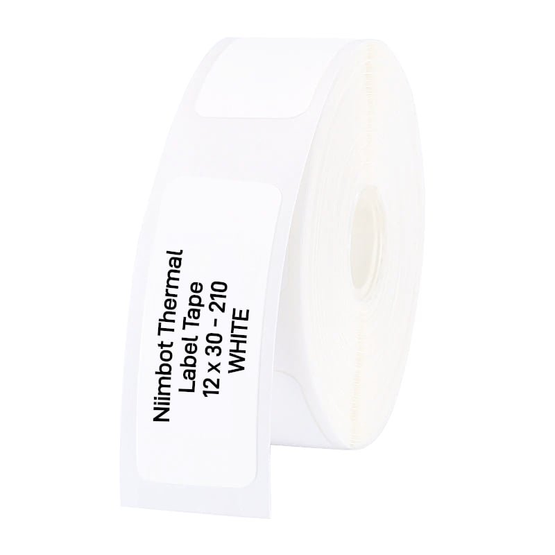 T12x30-210WHITE_wr_01 NIIMBOT D11/D110/D101/H1S Thermal Label 12x30mm - 210 Labels Per Roll - White - Image 1