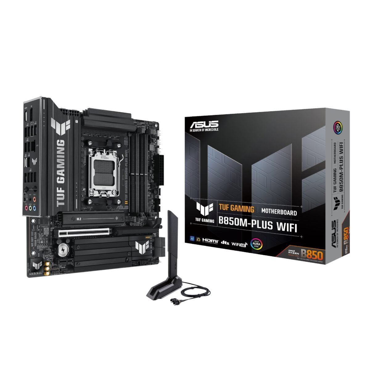 TUFGAMINGB850MPLUSWIFI_Asus-TUF-Gaming-B850M-PLUS-WIFI-AM5-Micro-ATX-Gaming-Motherboard-Black_wr_01 Asus TUF Gaming B850M-PLUS WIFI AM5 Micro ATX Gaming Motherboard - Image 1