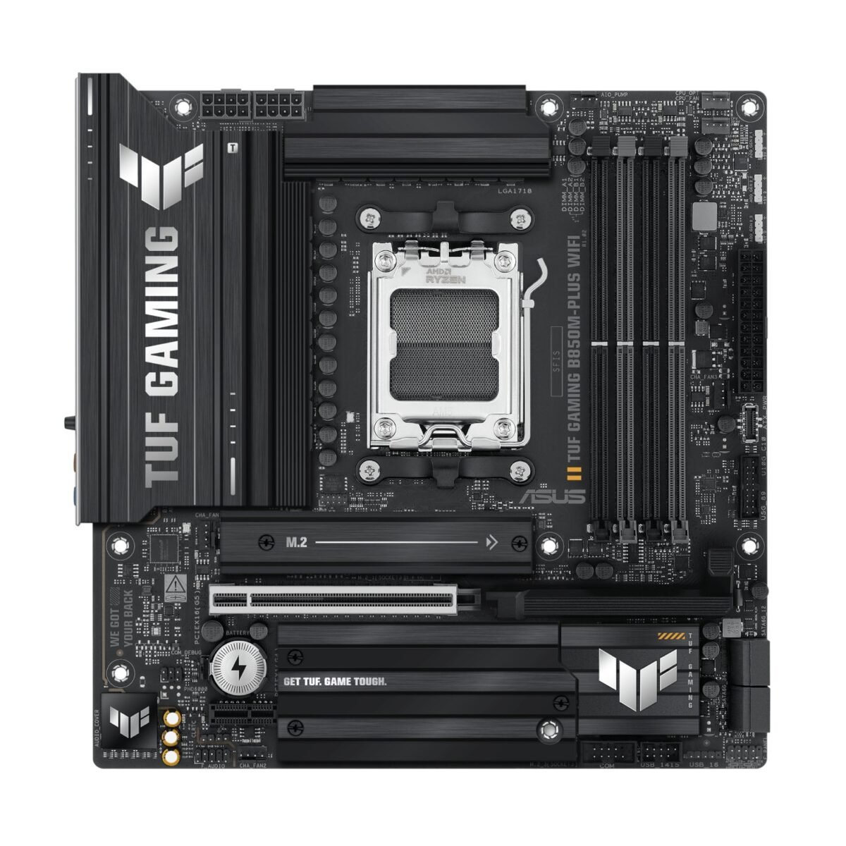 TUFGAMINGB850MPLUSWIFI_Asus-TUF-Gaming-B850M-PLUS-WIFI-AM5-Micro-ATX-Gaming-Motherboard-Black_wr_02 Asus TUF Gaming B850M-PLUS WIFI AM5 Micro ATX Gaming Motherboard - Image 2
