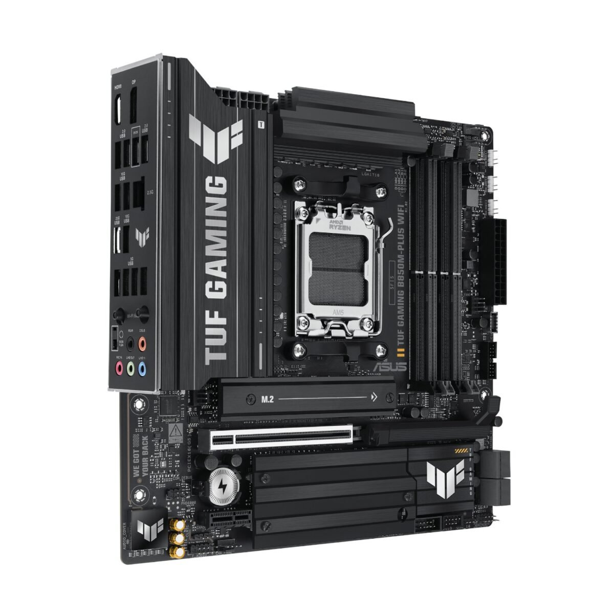 TUFGAMINGB850MPLUSWIFI_Asus-TUF-Gaming-B850M-PLUS-WIFI-AM5-Micro-ATX-Gaming-Motherboard-Black_wr_03 Asus TUF Gaming B850M-PLUS WIFI AM5 Micro ATX Gaming Motherboard - Image 3