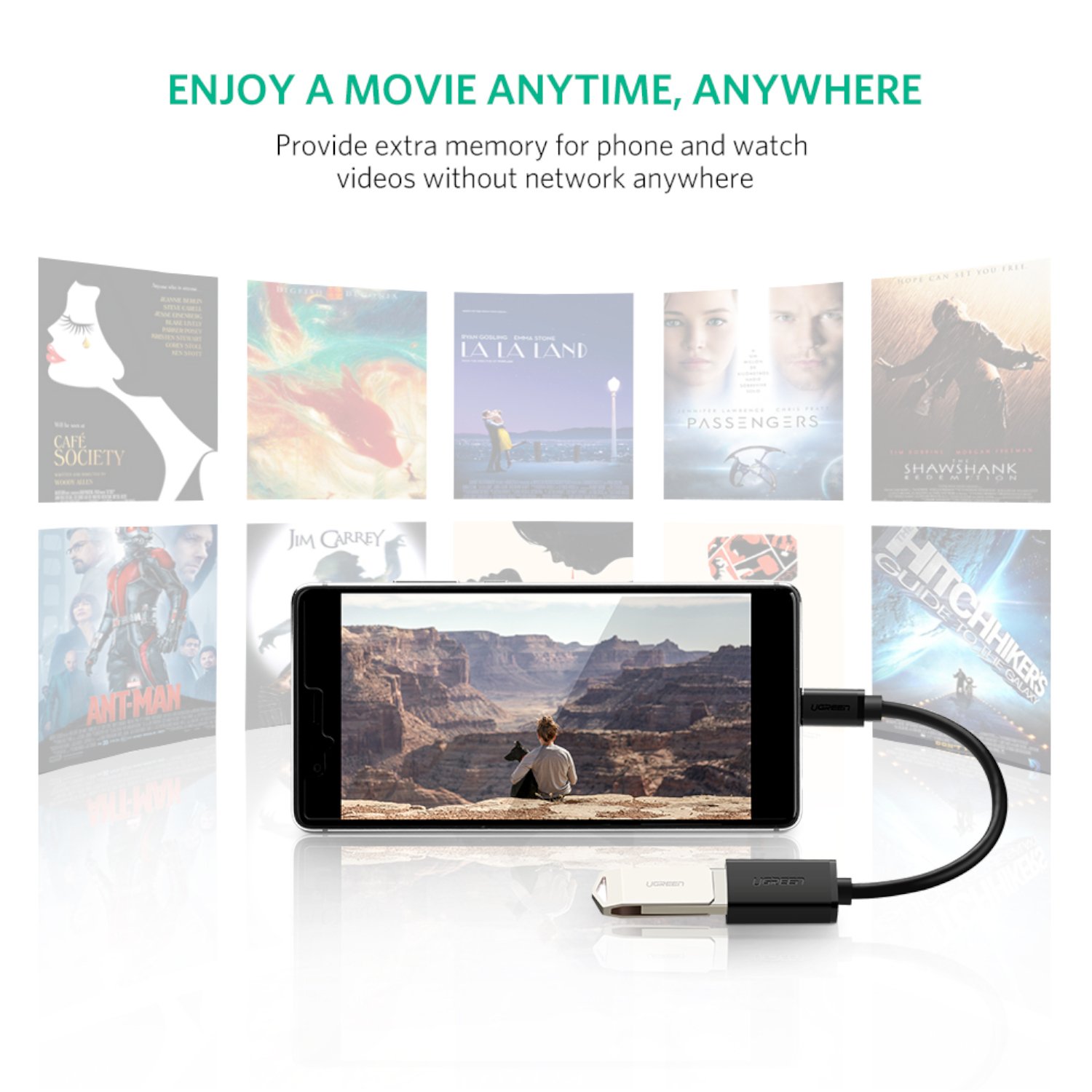 UGREEN Type-C to USB-A Adapter (Male to Female, 15cm)– Black - Image 6