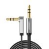 UGreen AV119 Right-angled 3.5mm Flat Aux Cable 2m - Black/Silver