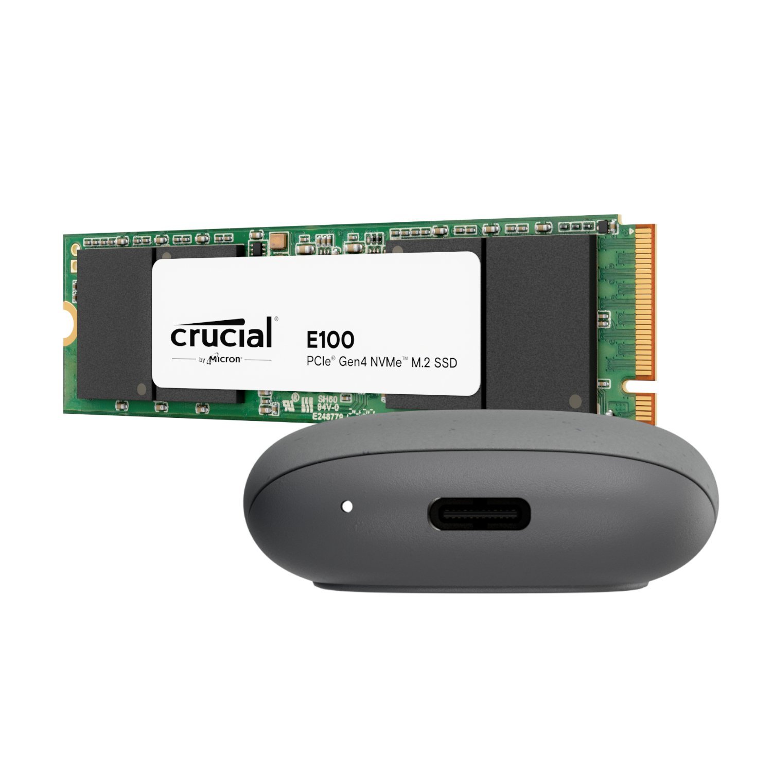 Asus Cobble M.2 SSD Type-C Enclosure and Crucial E100 1TB NVMe Bundle - Grey - Image 4