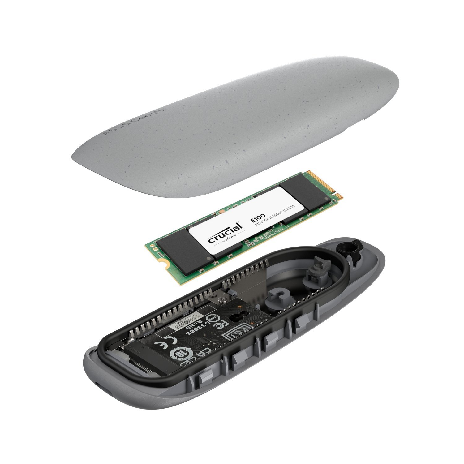 Asus Cobble M.2 SSD Type-C Enclosure and Crucial E100 1TB NVMe Bundle - Grey - Image 5