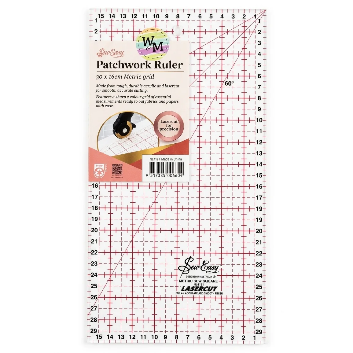 Patchwork Ruler - Metric - 30cm x 16cm